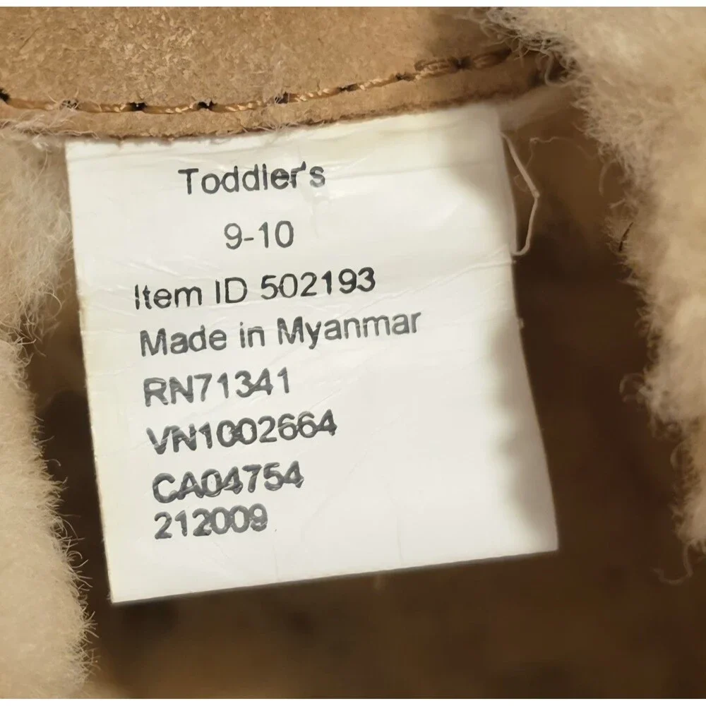 L.L.Bean Toddler 9-10 Shearling Booties Slippers Real Lamb Fur Suede Brown